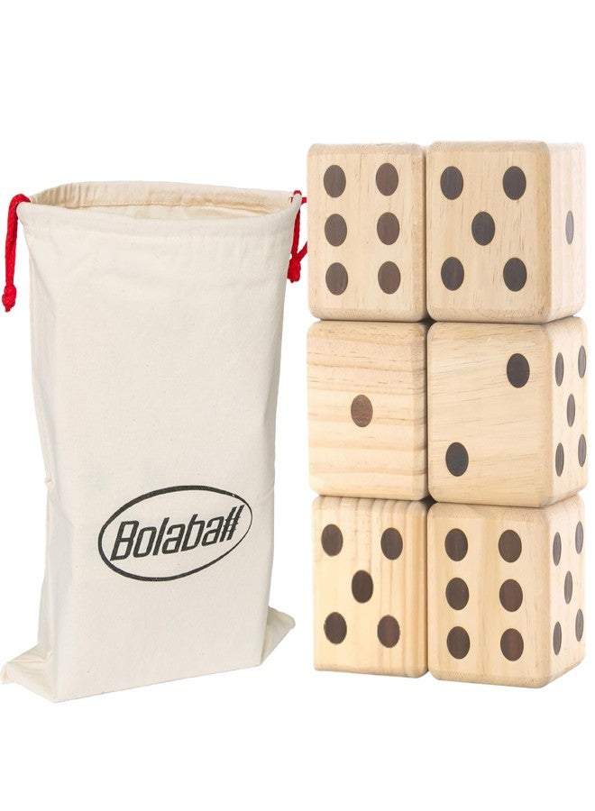 Bolaball 3.5" Giant Wooden Yard Dice Set - Durable Outdoor Fun Kit Includes 6 Large Dice with Sturdy Carry Bag for Parties, Beach, Lawn Games, and Easy Storage; Superior Crafted Hardwood Design - Image 1